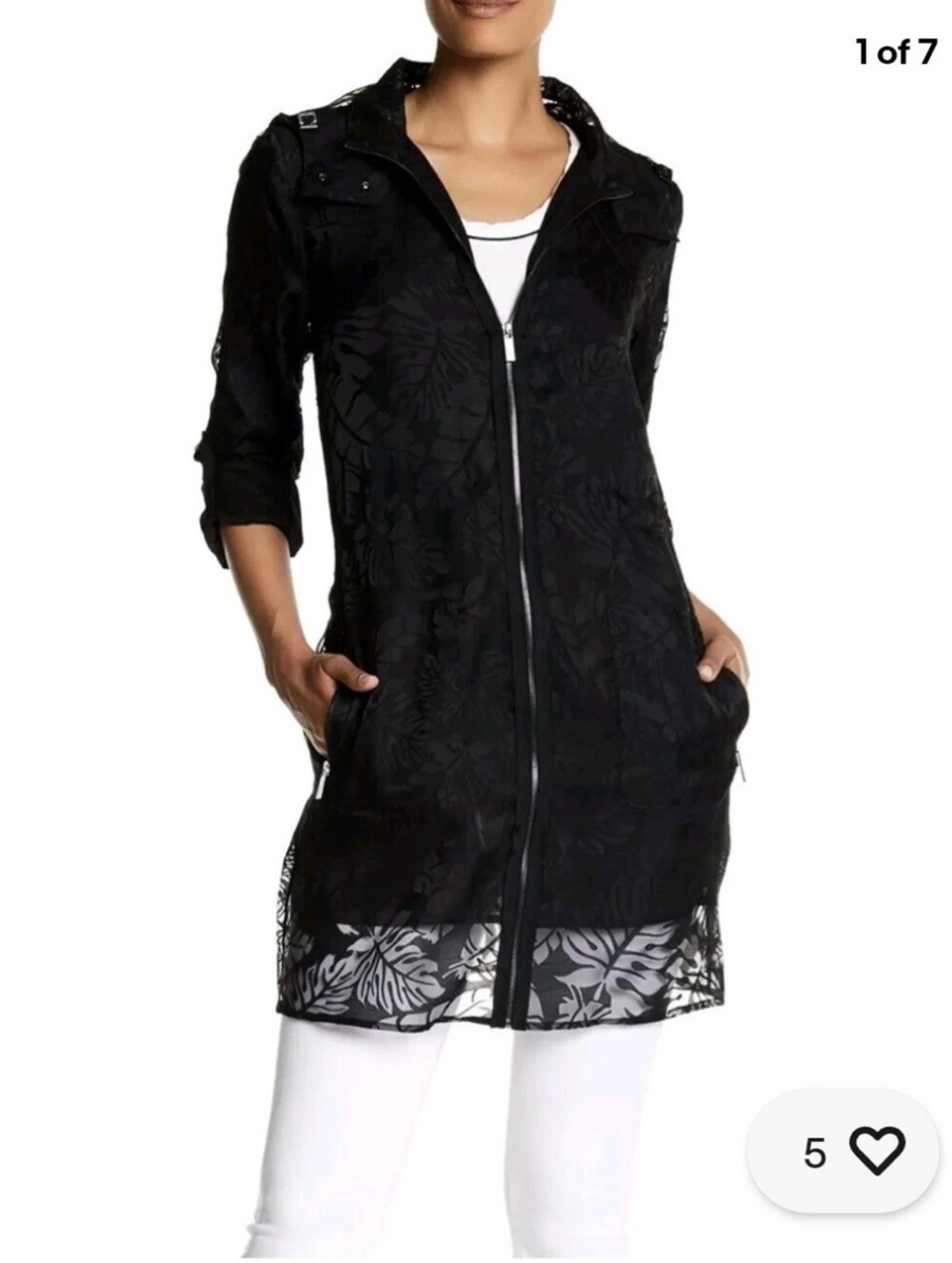 ZAC Zac Posen Kelly Hooded Parka Lace Trench Jacket Size M